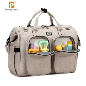 New Changing Bag with Waterproof Changing Mat and 2 Hooks Adjustable Shoulder Strap Multifunctional Shoulder Bag for On the Go.
