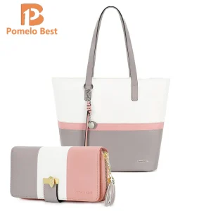Pomelo Best Women Handbag Ladies Shopper Large Tote Bag PU Leather Shoulder Bag with Large Compartment for Office School Shoppin