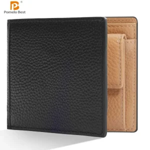 high-quality and durable adult double fold wallet Genuine Leather Men Wallet Men Purse Leather Short Card Wallet for Male Clips